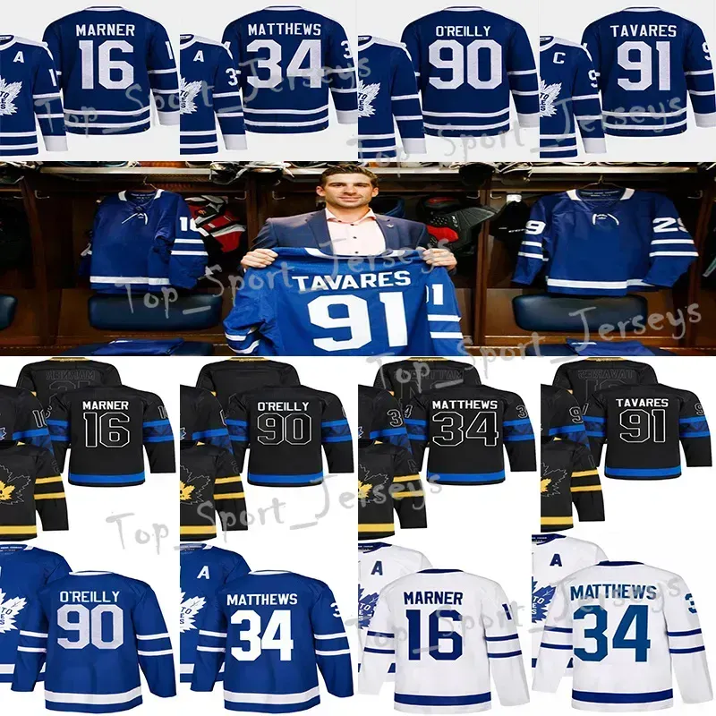 # 90 Ryan O'reilly Maillot de hockey rétro inversé # 34 Auston Matthews William Nylander Morgan Rielly John Tavares Nicholas Robertson Wendel Clar 87