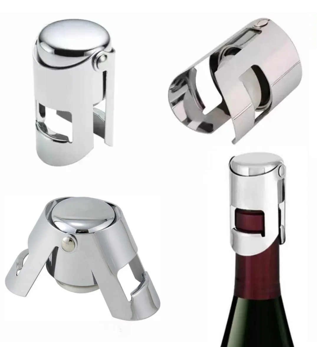 Portable Bar Tools Champagne Wine Bottle Stopper Stainless Steel Sealer Vacuum Sealed With Pure Silicone Air Tight Seal Profession5786684