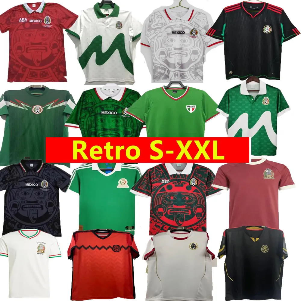 Retro clássico México camisas de futebol 1970 1986 1994 1995 1996 1997 1998 1999 2006 2010 BORGETTI HERNANDEZ CAMPOS BLANCO H.SANCHEZ R.Marquez camisa de futebol