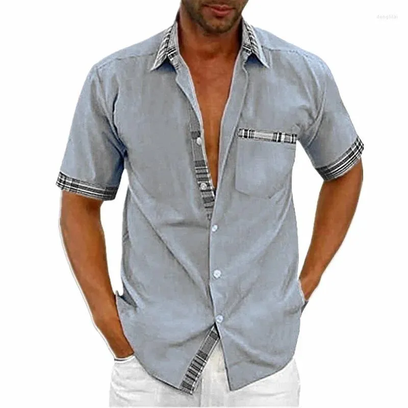 Camisas casuais masculinas verão 2024 não ferro cardigan manga curta moda negócios polo pescoço para homens blusas roupas