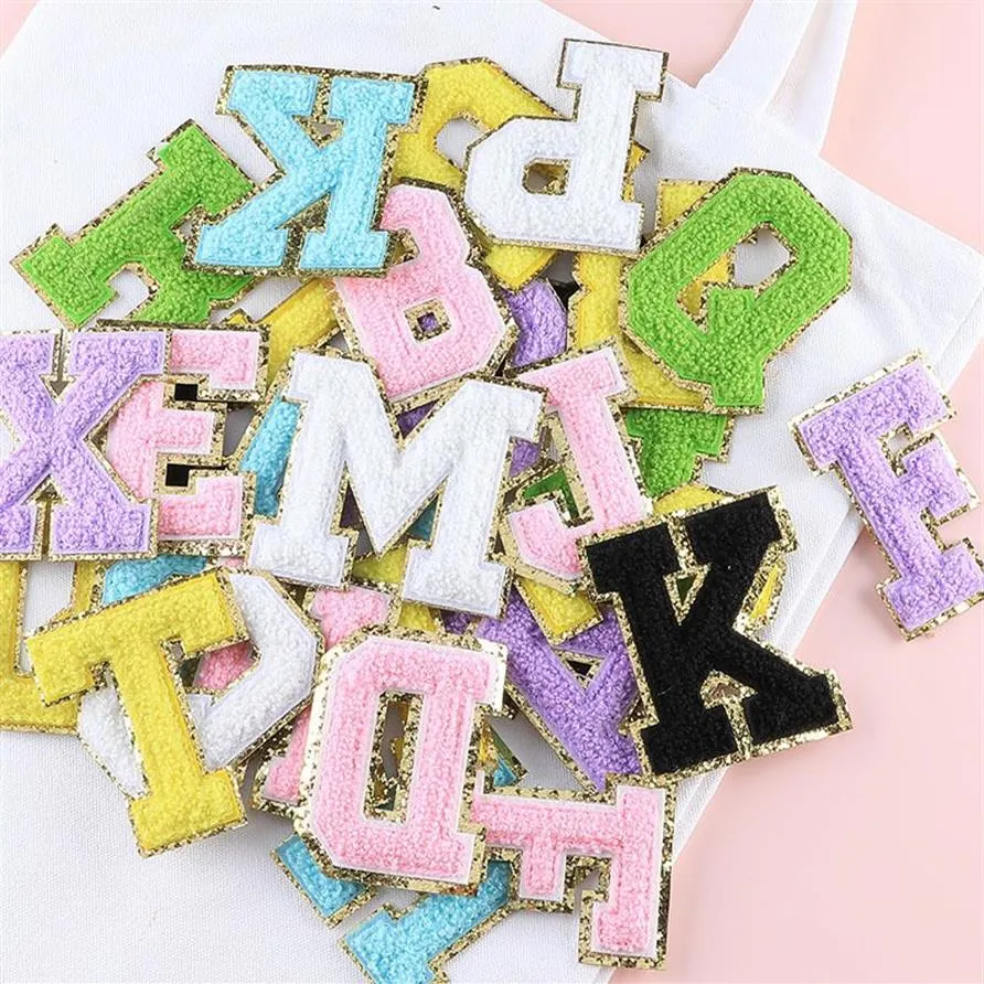 A-Z Felting Sticker Large Pink Towel English letter Patches for Clothes Embroidery Appliques Clothing name Diy Craft Accessories336H