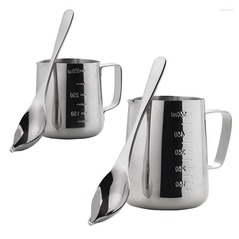 Mugs Milk Frothing Pitcher Stainless Steel Coffee Pitchers Jug Cup Scales With Decorating Pen