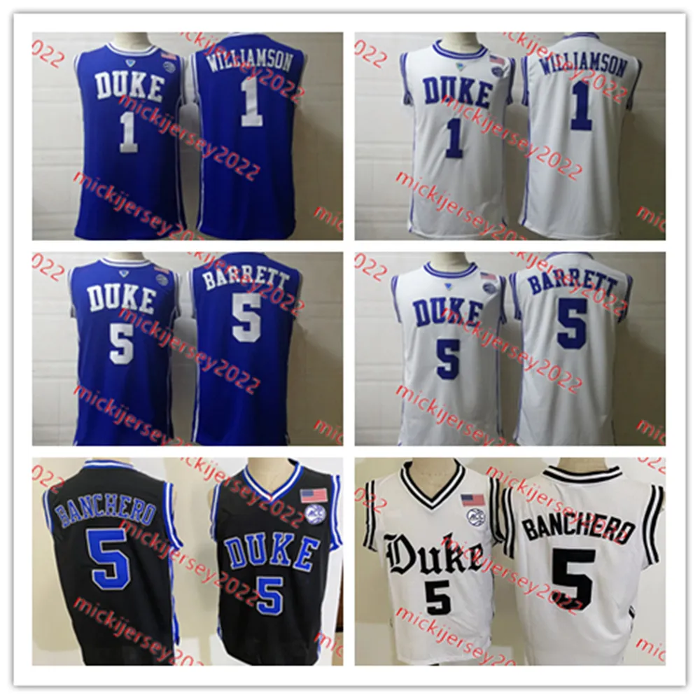 Heren #1 Zion Williamson Duke Blue Devils basketbalshirt gestikt #5 RJ. Barrett #5 Paolo Banchero Duke-truien S-3XL