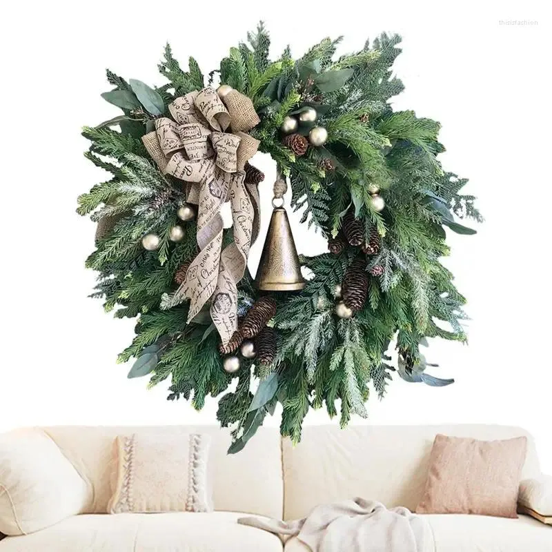 Decorative Flowers Christmas Wreath Artificial Door Decoration Wall Garland Bell For Porch Garden Easter All Season Outdoor