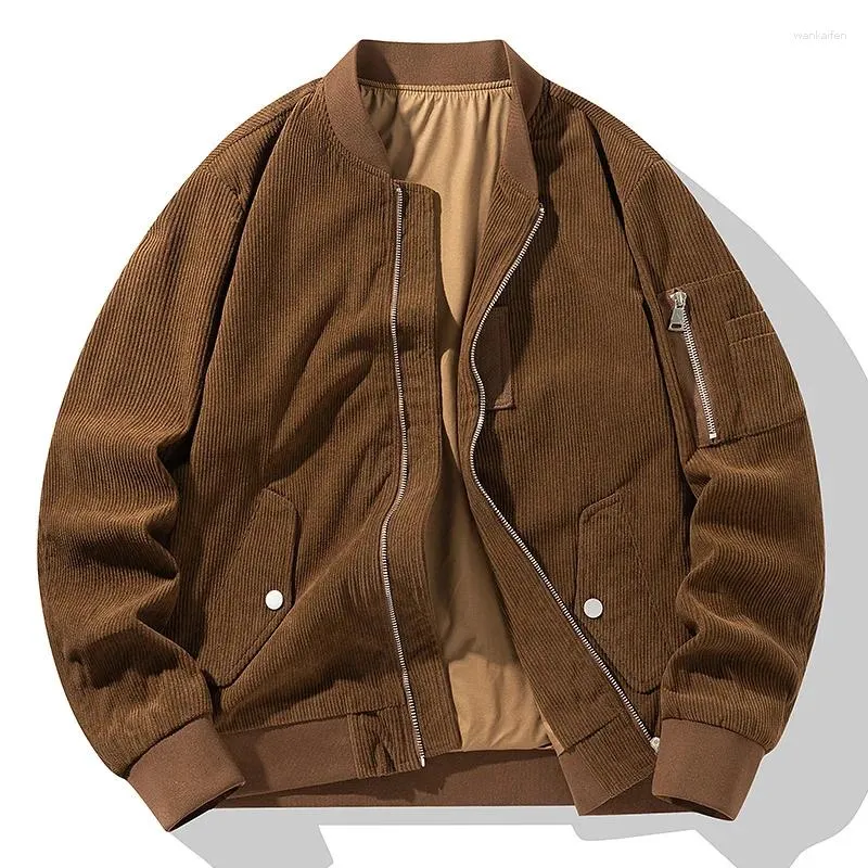 Herrjackor khaki kappa för våren och hösten lös vintage arbetskläder amerikansk jaktjacka ren version flygdräkt män