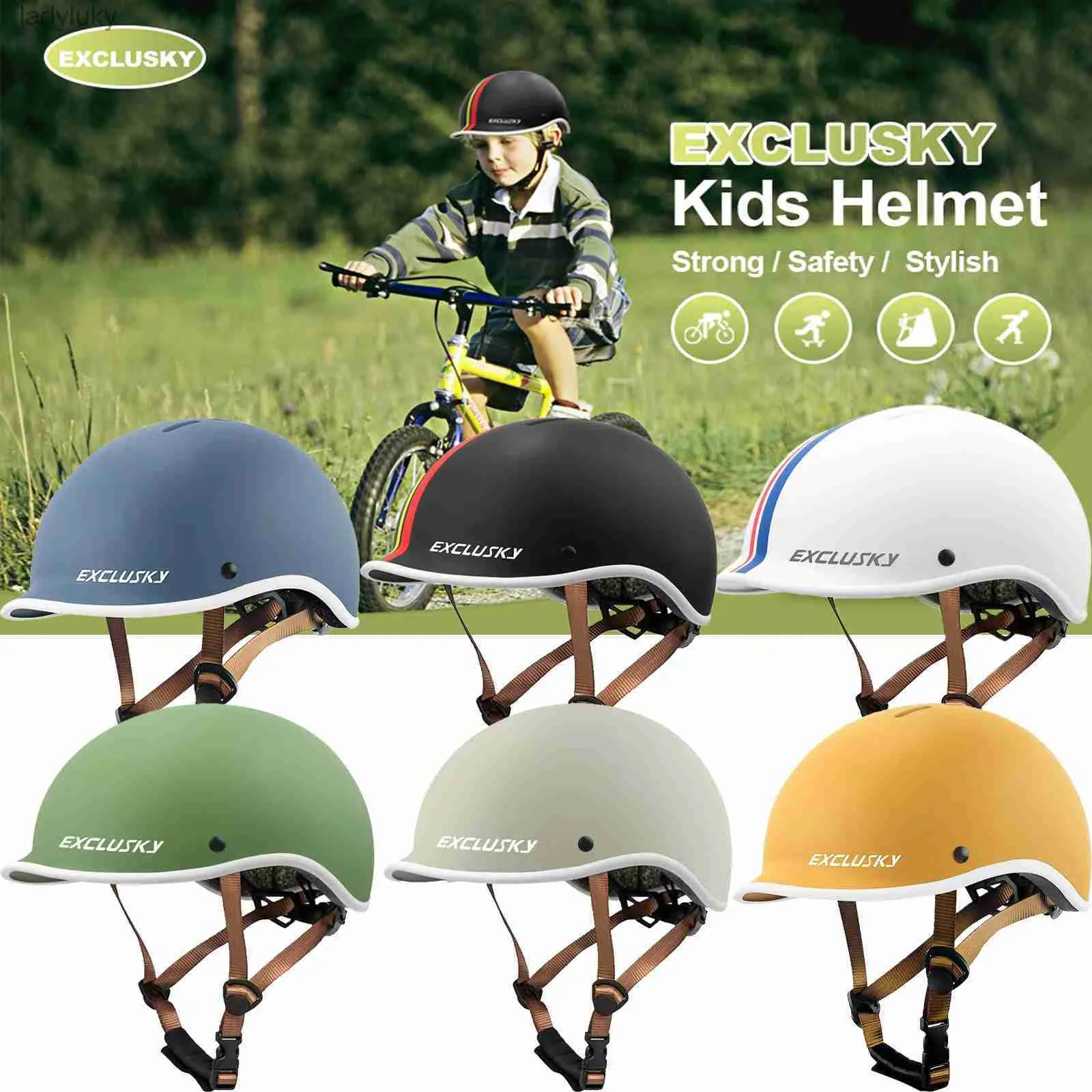 Cykelhjälmar Excluske Kid Bike Helmet 5-13 år gammal Ultralight Child Safety Cycling Rollerskating Skateboarding Helmet 51-57 CML240109