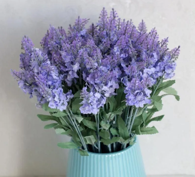 Flor de lavanda artificial, 1 buquê, 10 cabeças, folhas falsas, decorações de jardim, festa em casa, jardim, decoração de casamento, 4 cores para escolher9921327