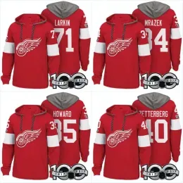 100th Detr Wings Jerseys 71 Dylan Larkin 40 Henrik Zetterberg 35 Jimmy Howard 34 Petr Mrazek Hoodies Jerseys Sweatshirts