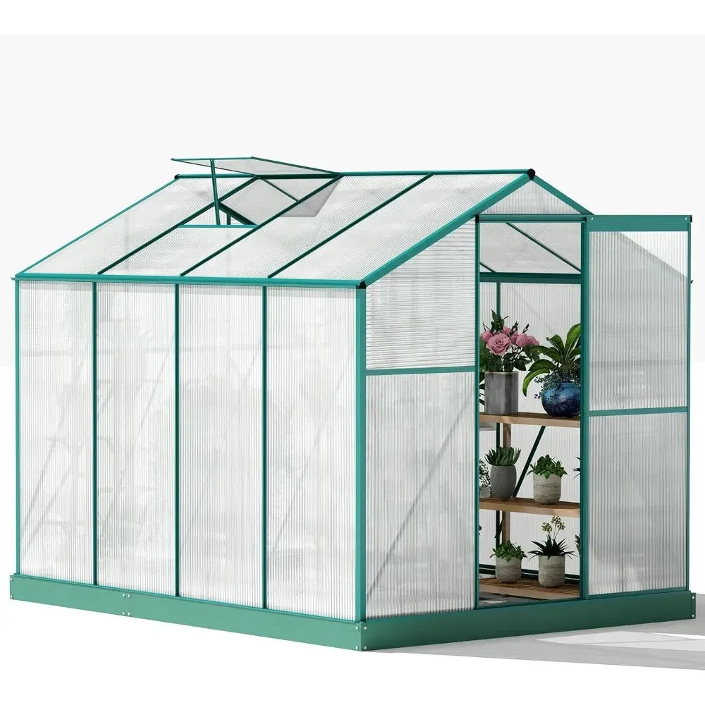 Greenhouse Polycarbonate 6x8ft for Plants Walk in Green House with Aluminum Frame Heavy Duty for Outdoors Outside Backyard 240108