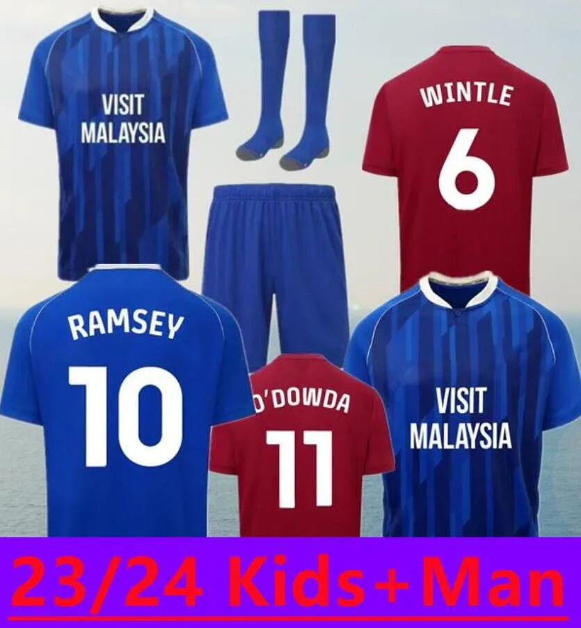 23 24 Cardiff RALLS Kids Kit Soccer Jerseys PHILOGENEP RINOMHOTA