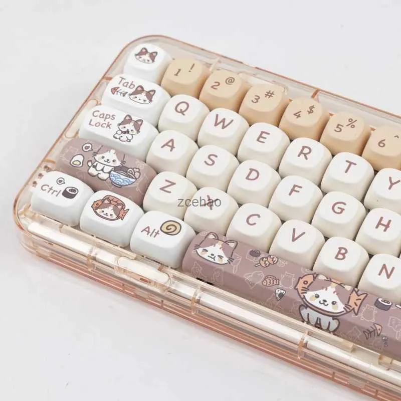 لوحات المفاتيح 1 مجموعة GMK 142 Keys Meow Eats الطعام الياباني MOA CAP CAP Square Square Square Thermanical Keyboard Keycapsl240105