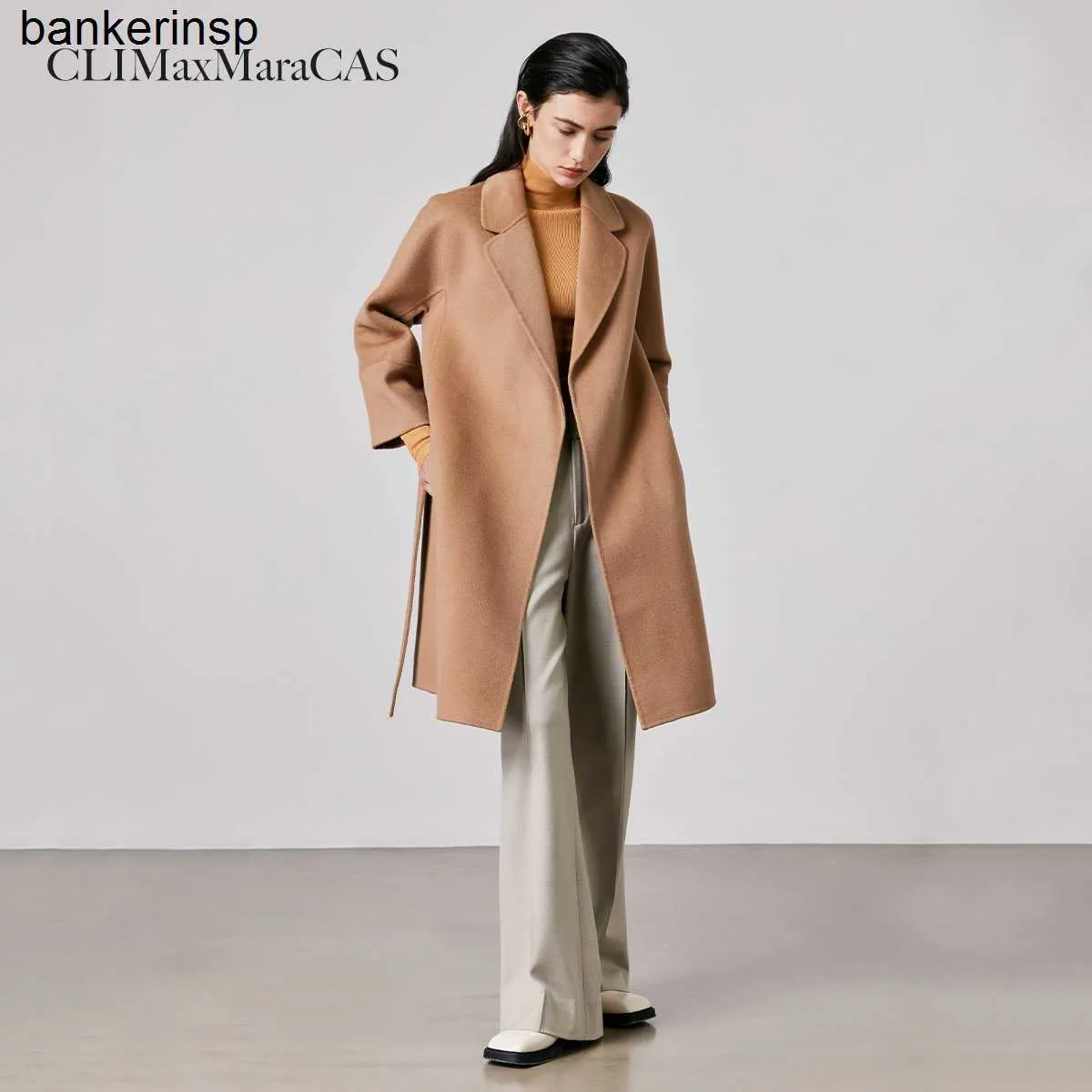 Cappotto in lana Maxmaras Arona Top Quality Cli cas Lunghezza media Arona Donna Small Camel Autunno/Inverno Pile