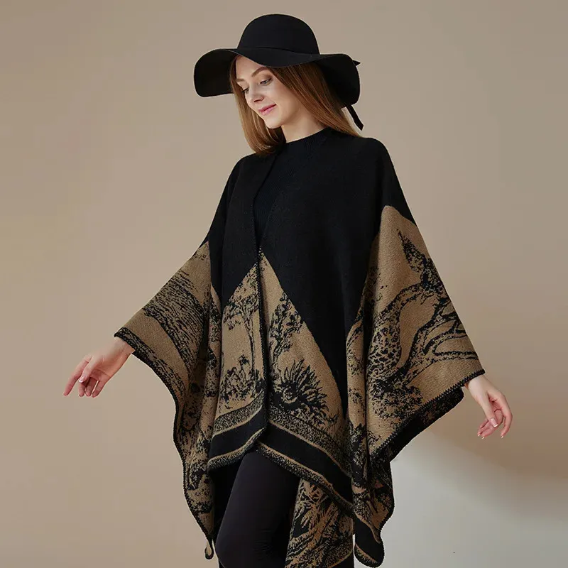 2023 mantón clásico superpuesto capa de punto gruesa para mujer capas de bufanda cálida 240108