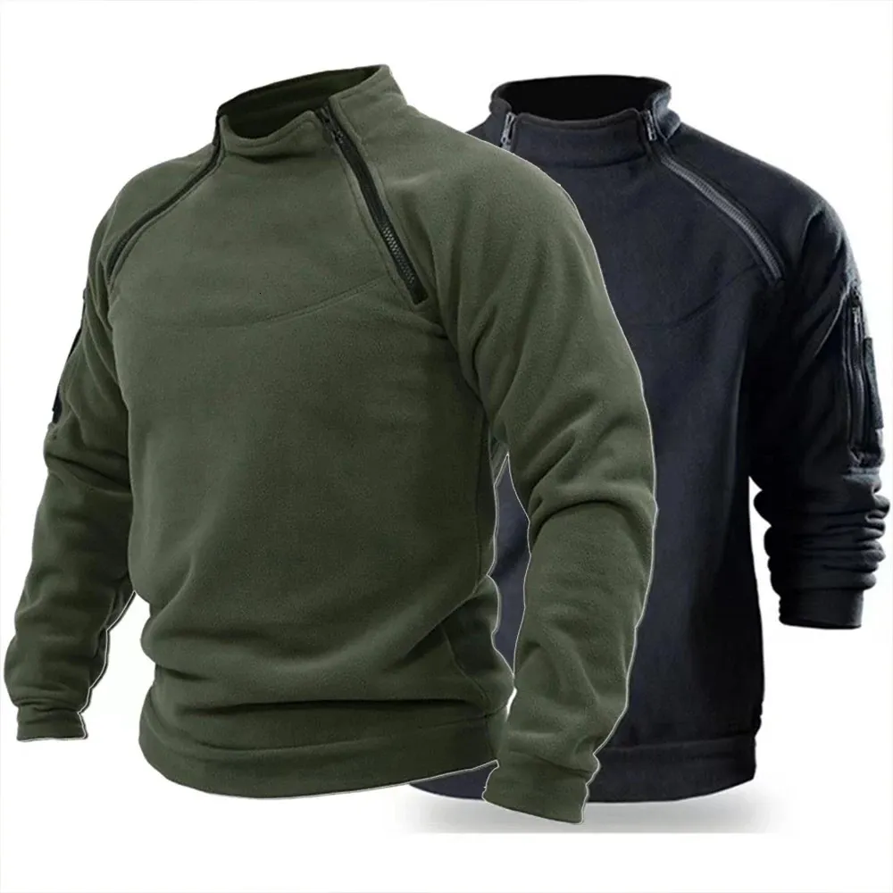 Mens Tactical Outdoor Jacket Hoodie Hunting Clothes Warm Fleece dragkedjor Pullover Windproof Thicken Winter Male Thermal Coat 240109