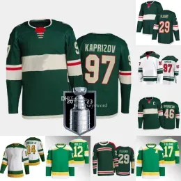  #97 Kirill Kaprizov 2023  Cup Finals Jersey Marc-Andre Fleury Joel Eriksson Ek Matt Boldy Ryan Reaves Matt Dumba Jared Spur