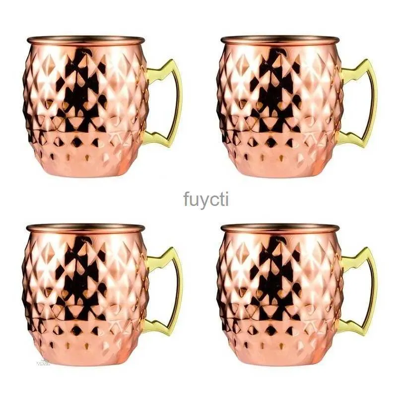 Tasses 4 pièces 550ml 18 onces martelé cuivre plaqué moscou Mule tasse bière tasse café tasse tasse cuivre plaqué canecas tasses voyage tasse YQ240109