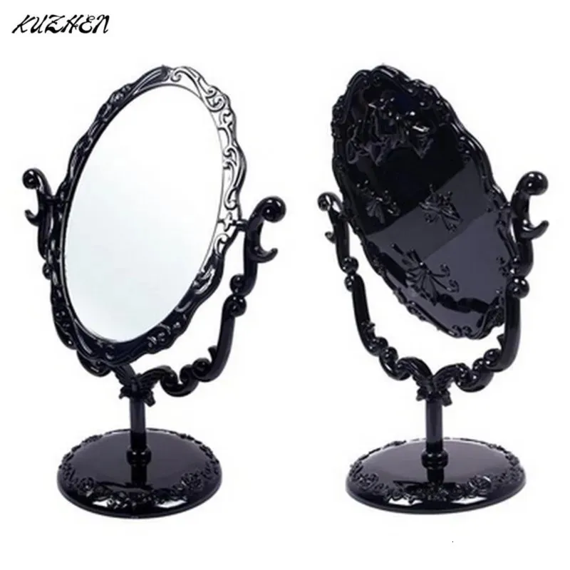 High quality Black Butterfly Rotatable Vintage Desktop Gothic Rose Stand Compact Makeup Mirror Small Size 240108