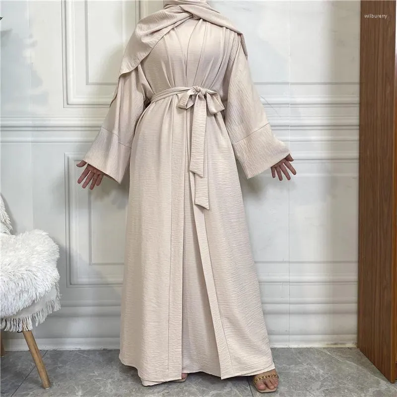 Vêtements ethniques Ramadan Dubaï Arabie Saoudite Mode minimaliste Musulman Islamique Ensemble Abaya Robe sans manches sans manches Robe Cardigan Femme