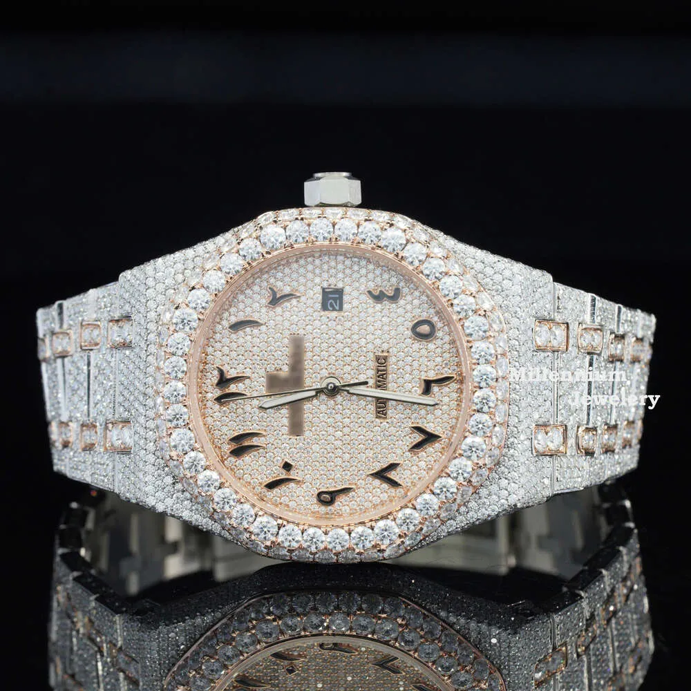 Мужские наручные часы в стиле хип-хоп с муассанитом и бриллиантами высшего качества из нержавеющей стали