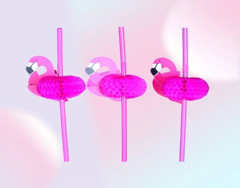 Doğum günü düğün takımı için plastik pipetler içmek Tavuk partisi dekorasyon baby duş hediye zanaat diy lehine flamingo tasarımı 4452507