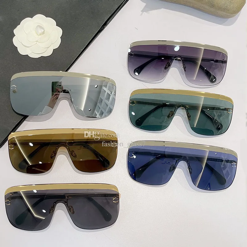 レディースラグジュアリーウェーブマスクサングラスデザイナーファッショナブルなメタルフレームゴーグル装着UV400保護メガネは、保護ケースCH9556で複数の色で利用可能です