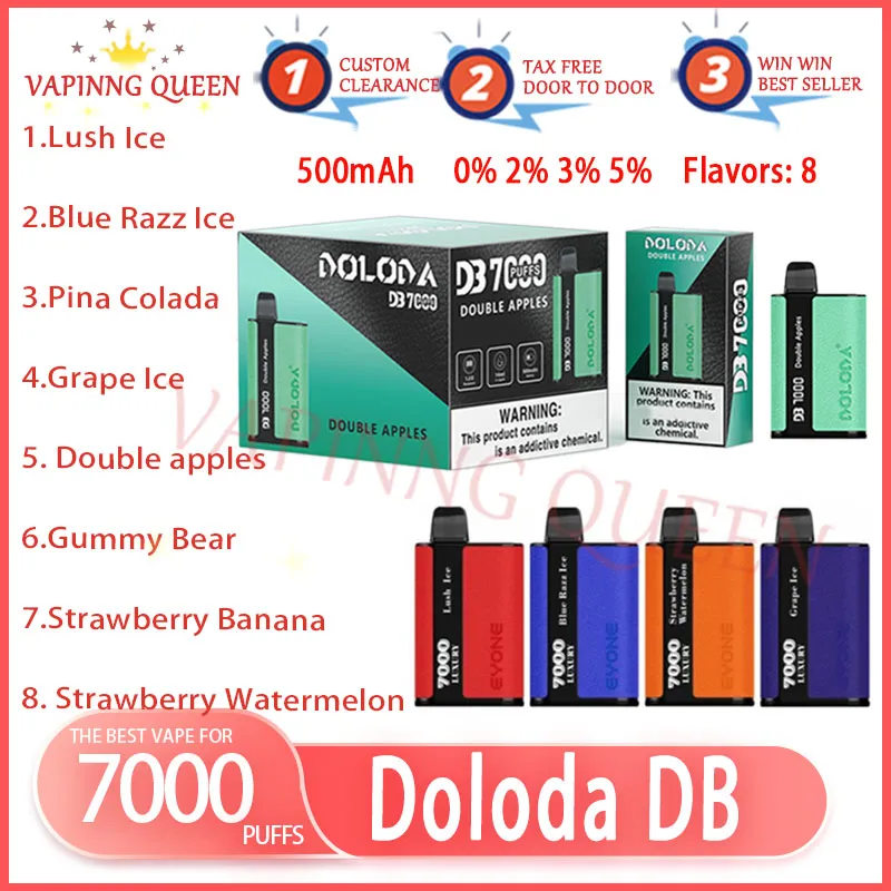 Original DB7000 Puff Disposable Vape Pen Electronic Cigarettes 14ml Pod Mesh Coil 500mAh Battery 0% 2% 3% 5% Device Puff 7000 Vape