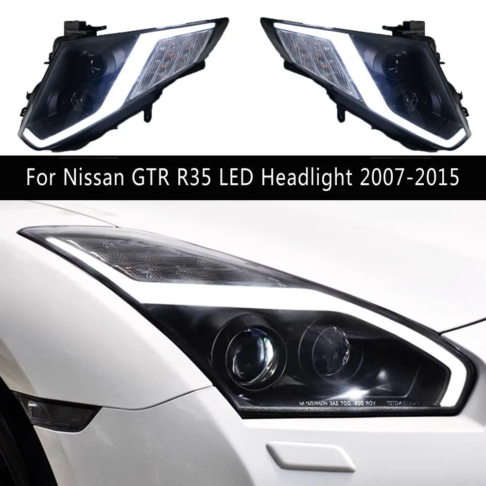 Car Styling Head Lamp For Nissan GTR R35 LED Headlight 07-15 DRL Daytime Running Light Streamer Turn Signal Indicator Front Lighting