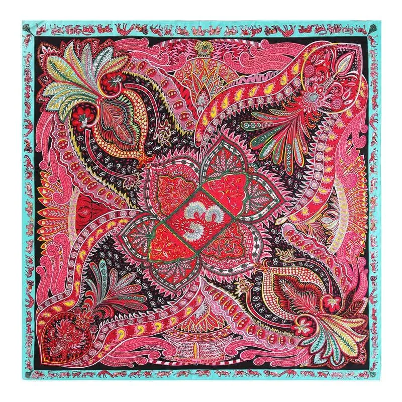 Foulards Foulards POBING 100% foulard en soie femmes grands châles Euro fleurs de cajou imprimer étoles carré Bandana luxe foulard foulard femme Fou