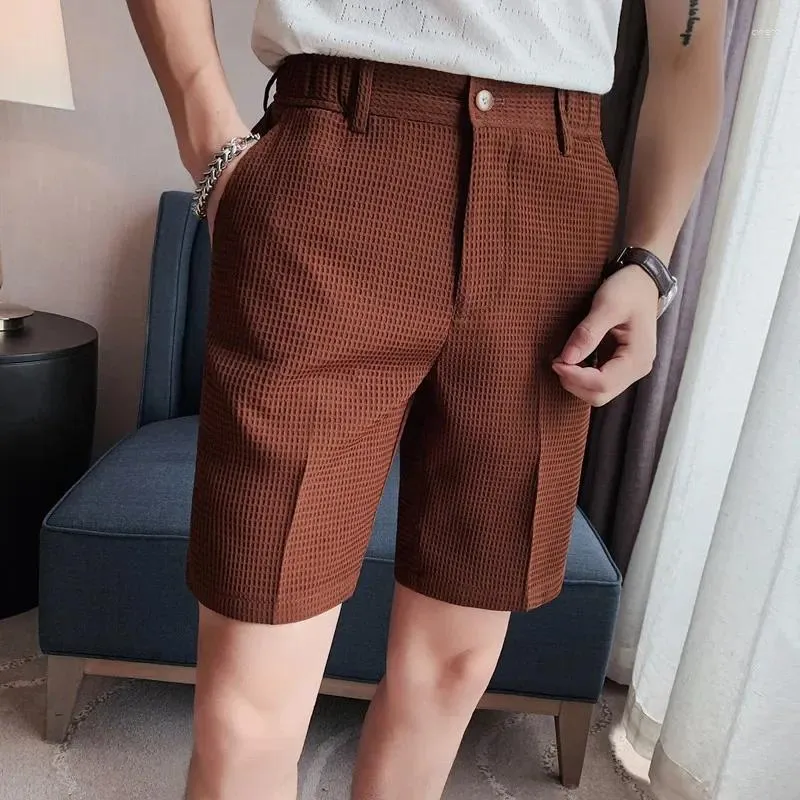 Men's Shorts 2024 Korean Fashion Summer Casual Shorts/Male Slim Fit High Quality Solid Color Breathable Business Suit Man 36