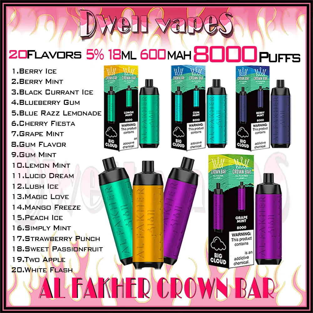 AL FAKHER CROWN BAR 8000 Puff Vape Jetable 8K Puffs E Cigarettes Vaper
