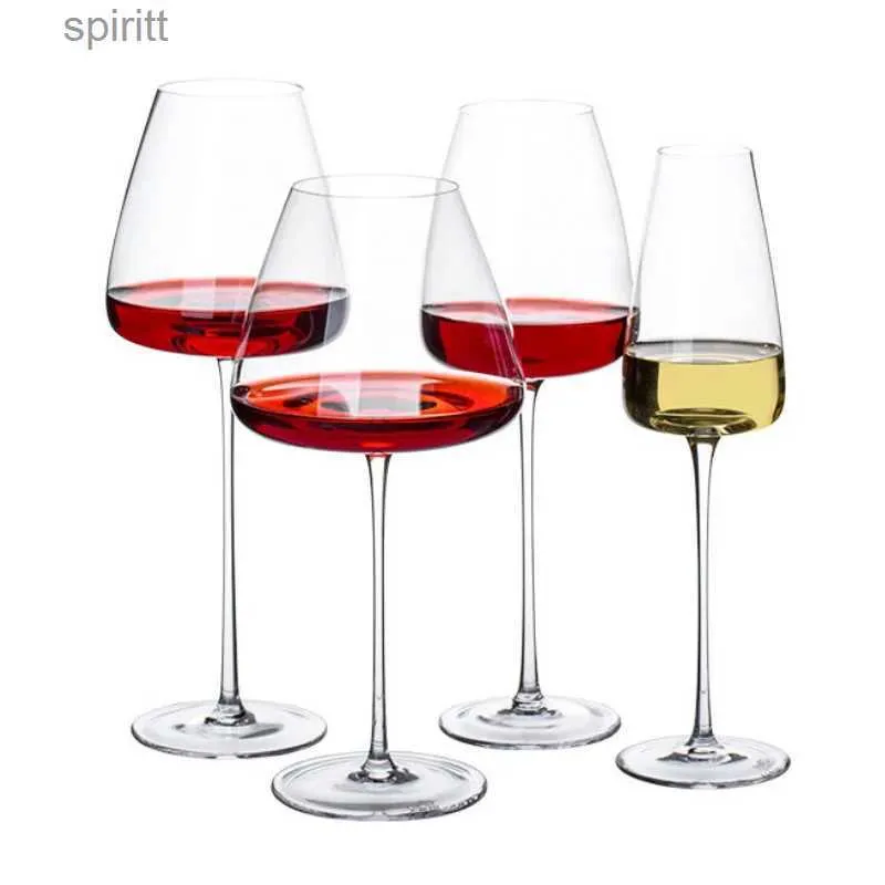 ワイングラス収集可能な赤ワイングラスハンドメイドアートワーククリアクリスタルワイングラスカップシャンパンフルートビッグベリースモールマウスボルドーゴブレットYQ240105