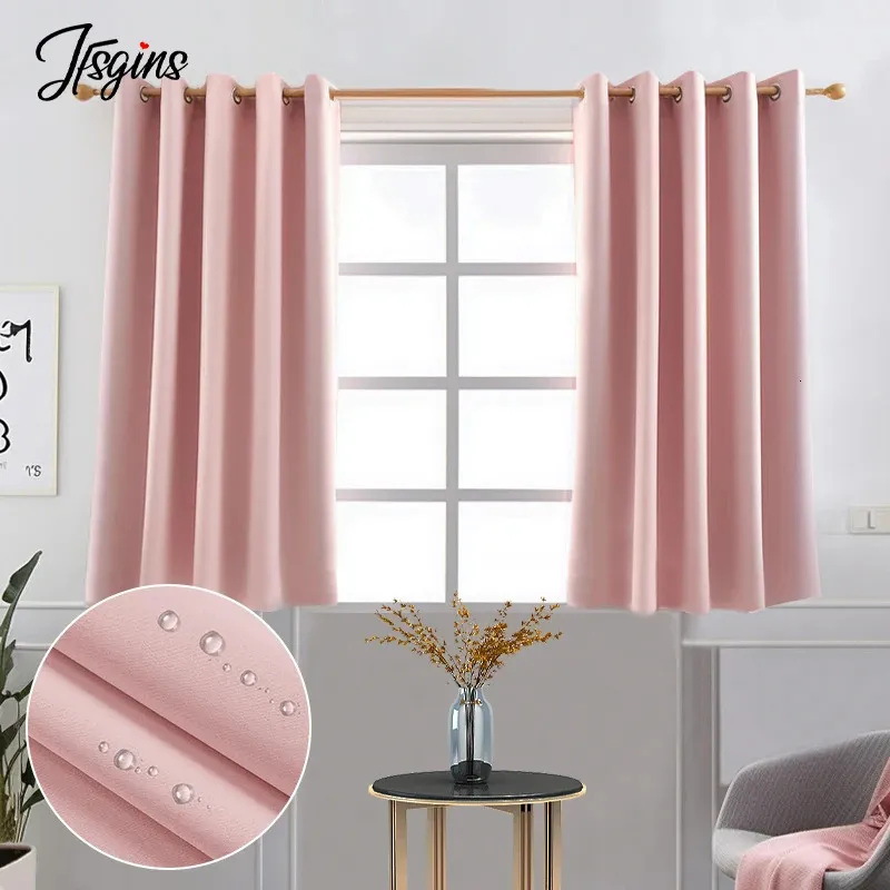 Solid Color Blackout Short Curtains for Windows Bedroom Curtain in the Kitchen Small Size Drapes Tende Custom High Shading Decor 240109