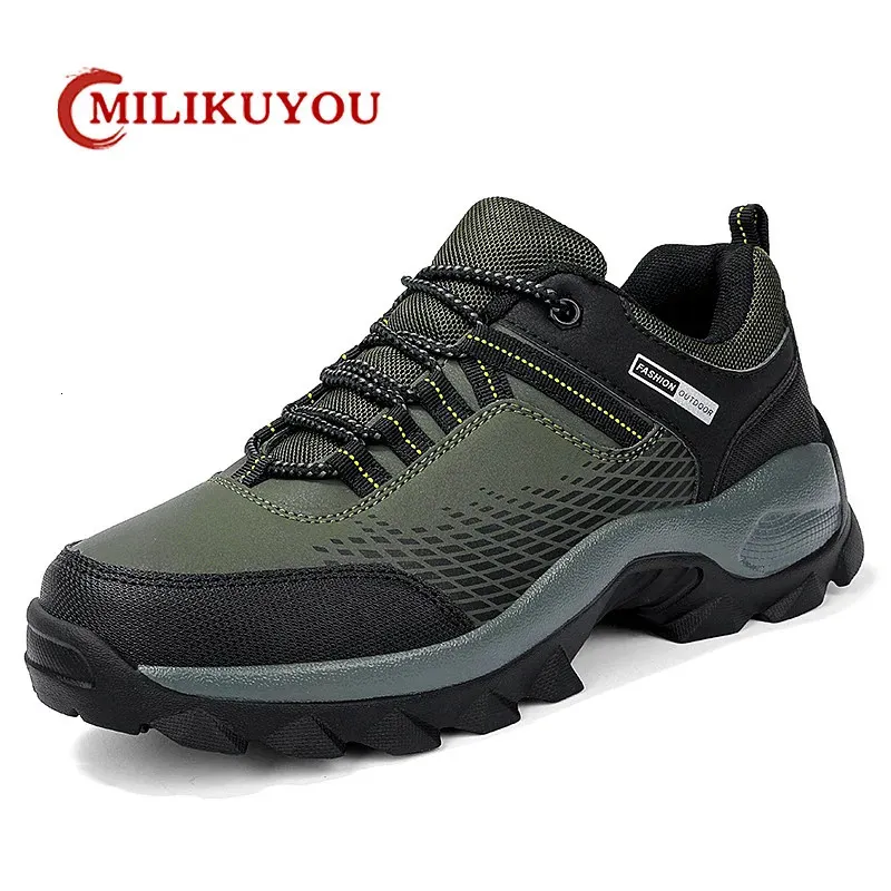 Chaussures de randonnée pour hommes imperméable en cuir PU homme baskets légères antidérapantes décontracté escalade Trekking chaussure en plein air formation Sport 240109