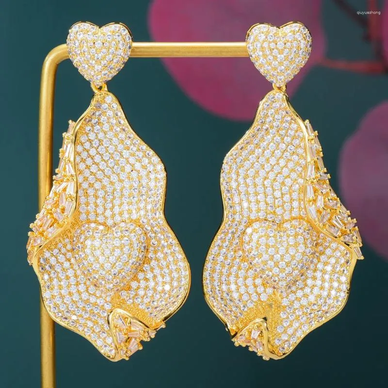 Kolczyki Dangle Missvikki Oryginalne projekt Luksusowe duże serce dla szlachetnych kobiet przyjęcie weselne CZ Dubai Bridal Wspaniała biżuteria