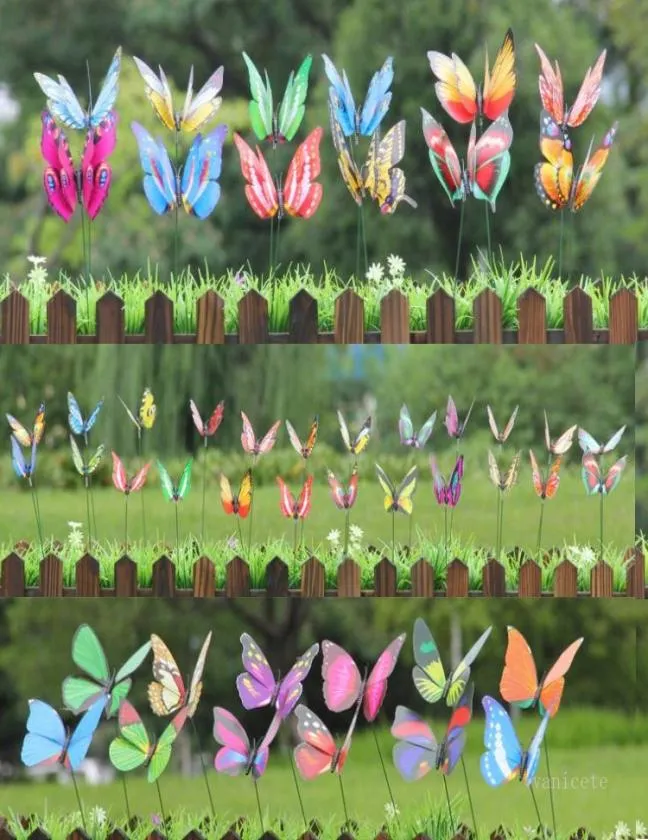 Simulering Butterfly Flower Arrangement Stick Garden Decoration Butterflys Bonsai Potted Plant Market Venue Decorations Flowers 79732153