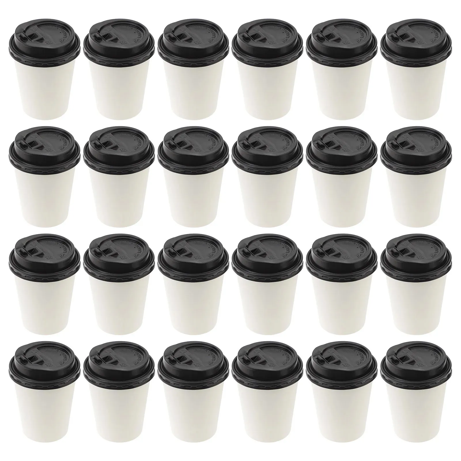 50pcs tasses à café jetables isolation à emporter Double couche tasse en papier Double couche avec couvercle 240108 240118