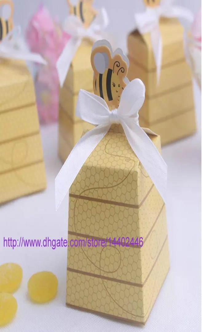 500 pièces boîtes de faveur de cadeau de douche de bébé doux comme peut abeille boîte de bonbons jaune pour la fête de mariage ruche Favor4424461