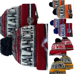 Men Knitted Cuffed Pom Avalanche Beanies  Hats Sport Knit Hat Striped Sideline Wool Warm BasEball Beanies Cap For Women