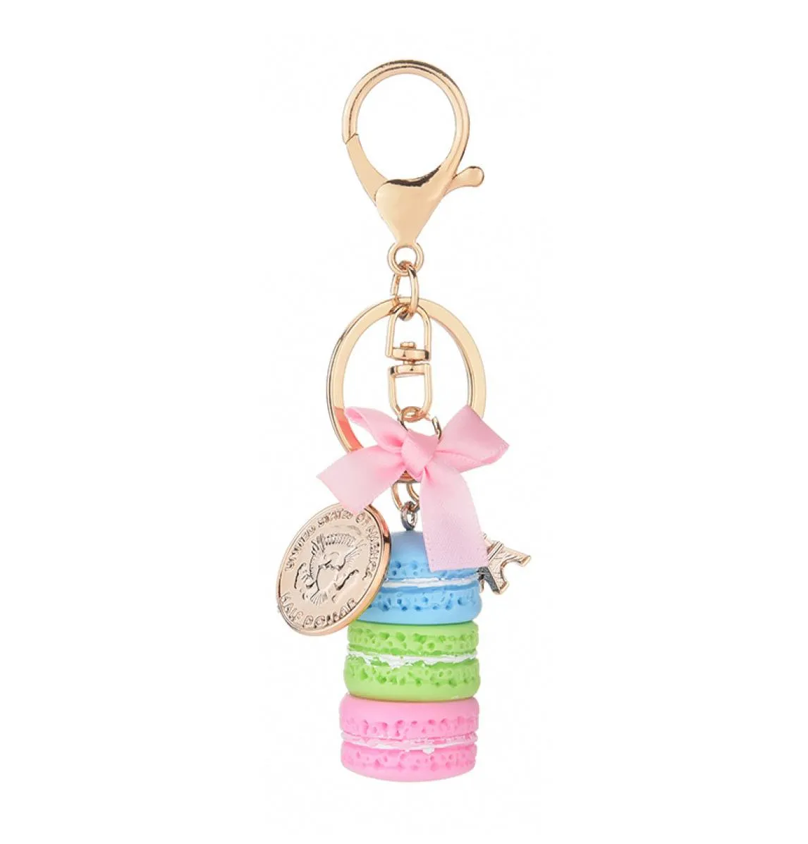 Resin Macaron Cake Key Chain Metal Effiel Tower Bag Pendant Charm key Ring Wedding Supplies Keychain Favors5993451