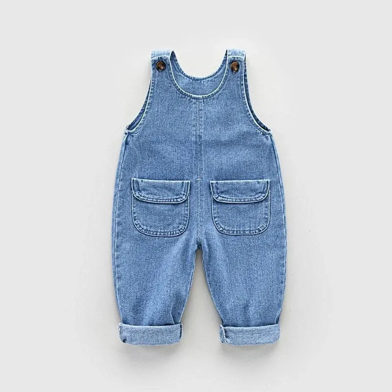 Diimuu Toddler Baby Clothing Kids Boys Salms Kids Girls Denim Pants Dungarees Dunders Rompers Jumper 1-5 years 240108