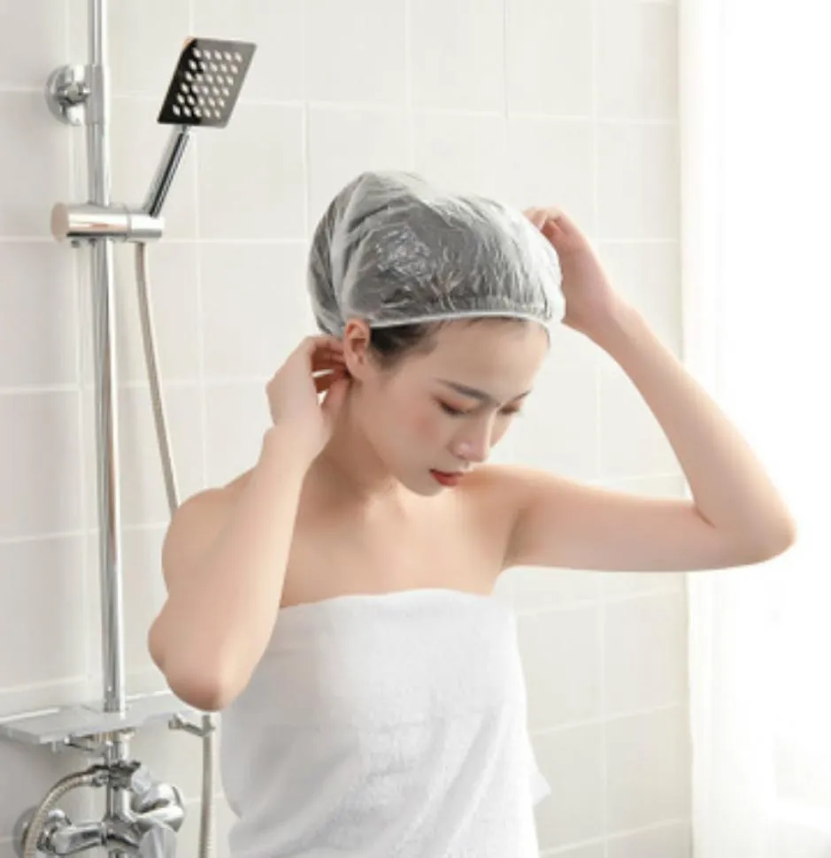 Cuffie da doccia usa e getta trasparenti spesse e impermeabili per donne, bambini e ragazze, Travel Spa el7409686