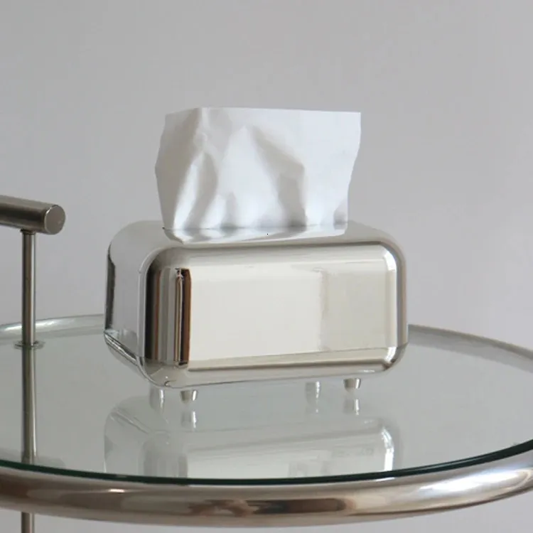 Gold Silber Mirrow Tissue Box Container Desktop Serviettenhalter Fall Lagerung Home Wohnzimmer Dekor Ornamente 240109