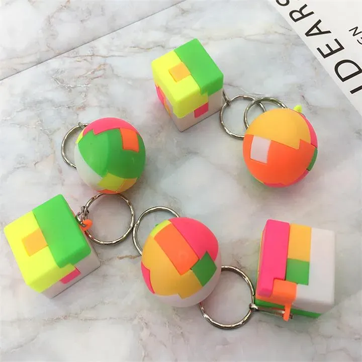 Kids 3D Puzzle Toys Creative Cube Rainbow Football Square Key Chain Colorful Educational Learning Toys For Children Gift