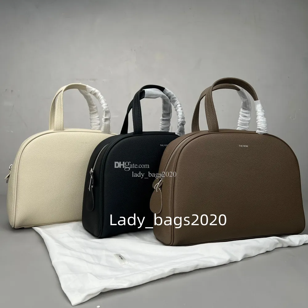 The Row Bowlingtas Boston Totes Half Moon Handtas met grote capaciteit Grote echte leren portemonnee Luxe dames designer kussenslopen Platte schouderbandsluiting Clutch Tote