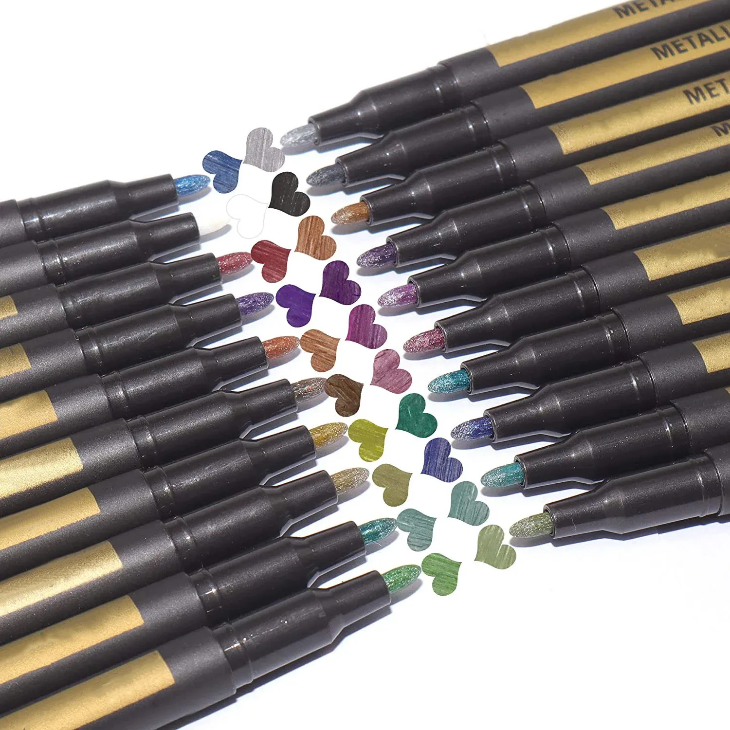 20 Colors Metallic Marker Pens for Black PaperRock Painting Card MakingDIY Po Album Scrapbook Crafts Metal Wood 240108