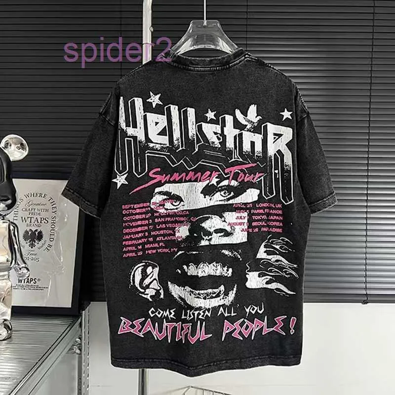 Homens camisetas Hip Hop Hellstar Crack Retrato Impressão Camisa Gráfica Vintage Wash Design Tshirt Streetwear Angustiado 230410 BCJH