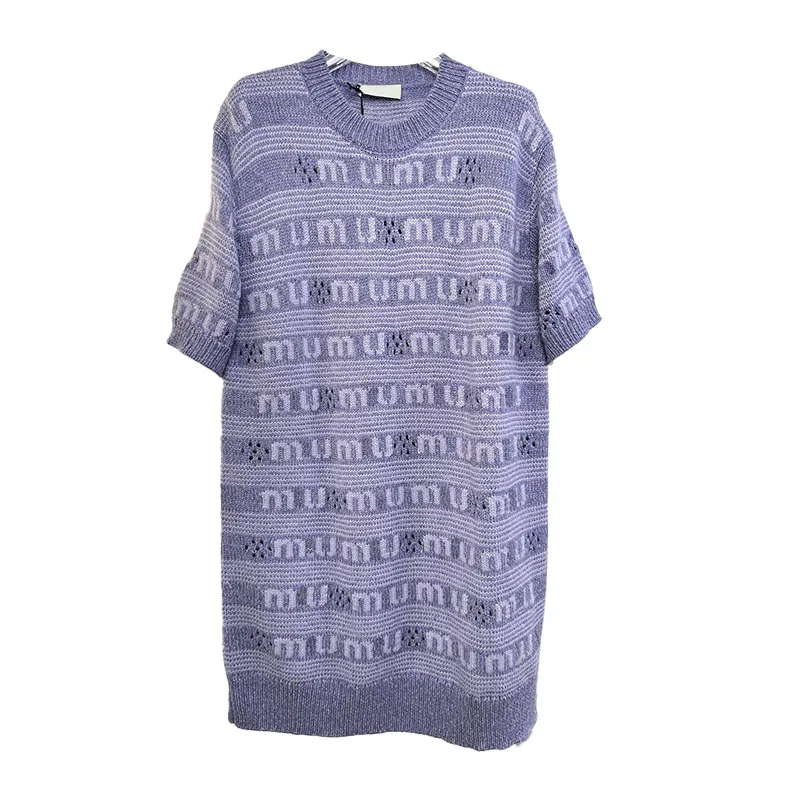 Women Wool Knitted Short sleeved Dress Early Spring Pure Casual Mini Sweater Dress