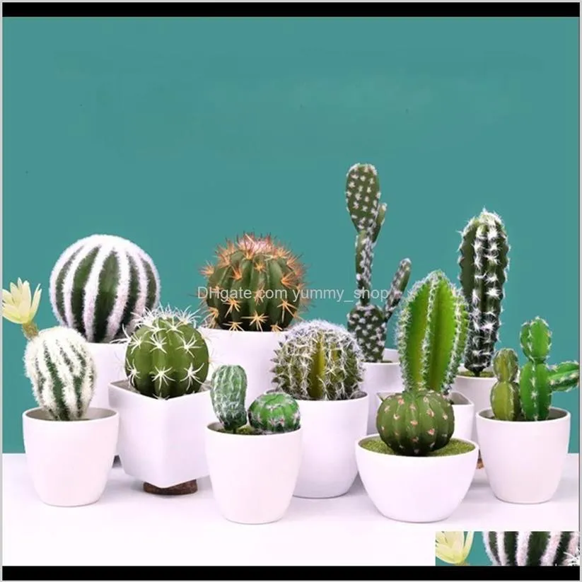 Couronnes de fleurs décoratives, fournitures de fête festives, livraison directe 2021, 22 styles de plantes succulentes artificielles miniatures, faux cactus2459
