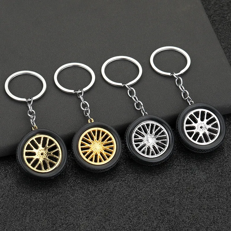 Porte-clés moyeu de pneu en caoutchouc souple PVC, créatif, pendentif de voiture, pendentif de sac d'école modifié pour couple