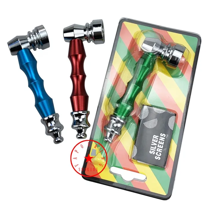 Nouveau Style Mini Tuyaux En Alliage Métallique Kit Poignée Colorée Conceptions Filtre Argent Écran Cuillère Bol Portable Herbe Sèche Tabac Porte-Cigarette Main Fumer Tube DHL